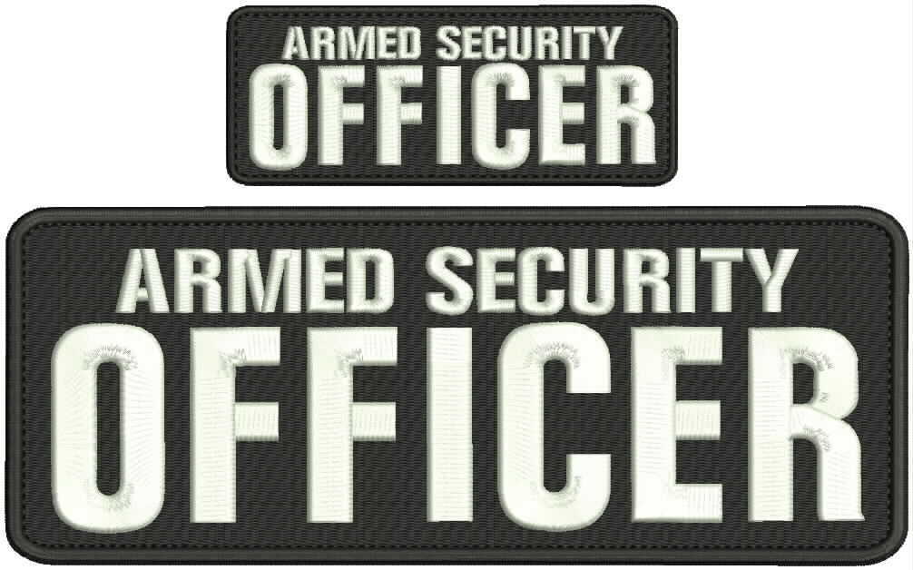 Armed Security Officer embroidery patch 4X10 and 2x5 hook white letters