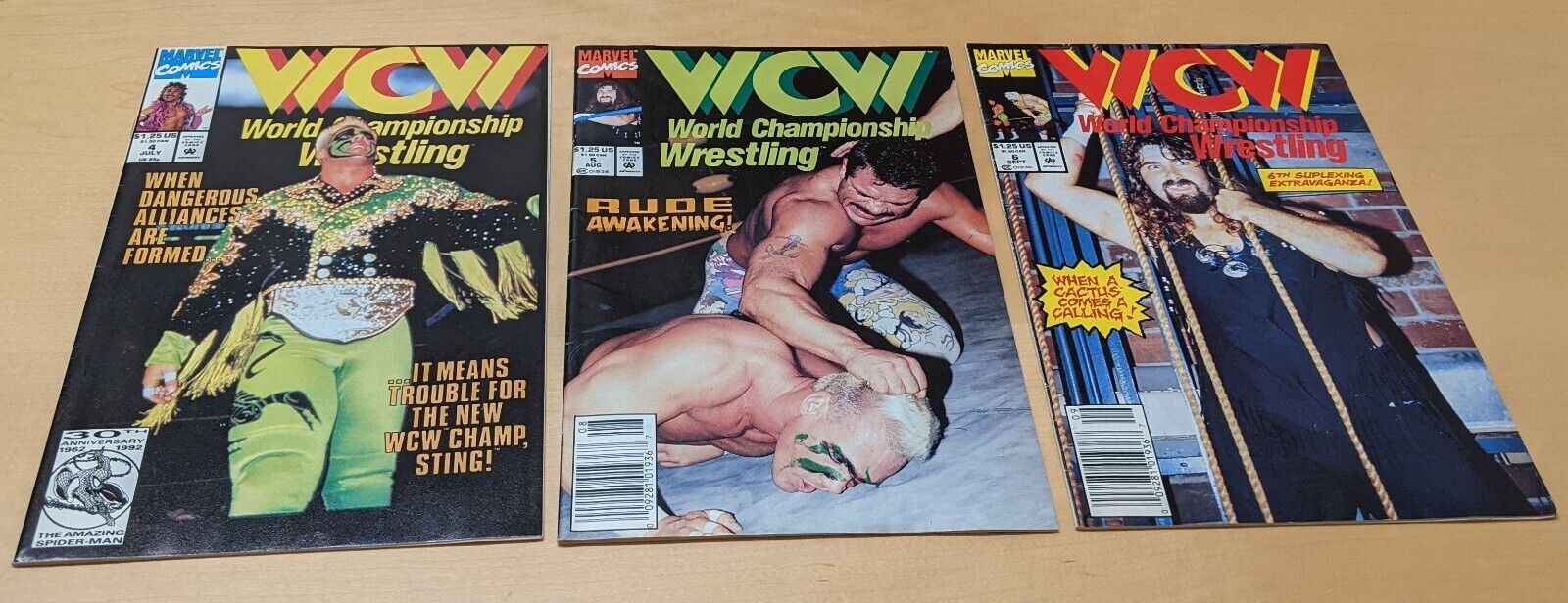 WCW World Championship Wrestling #4 #5 #6 NM Marvel Comics 1992 Vintage