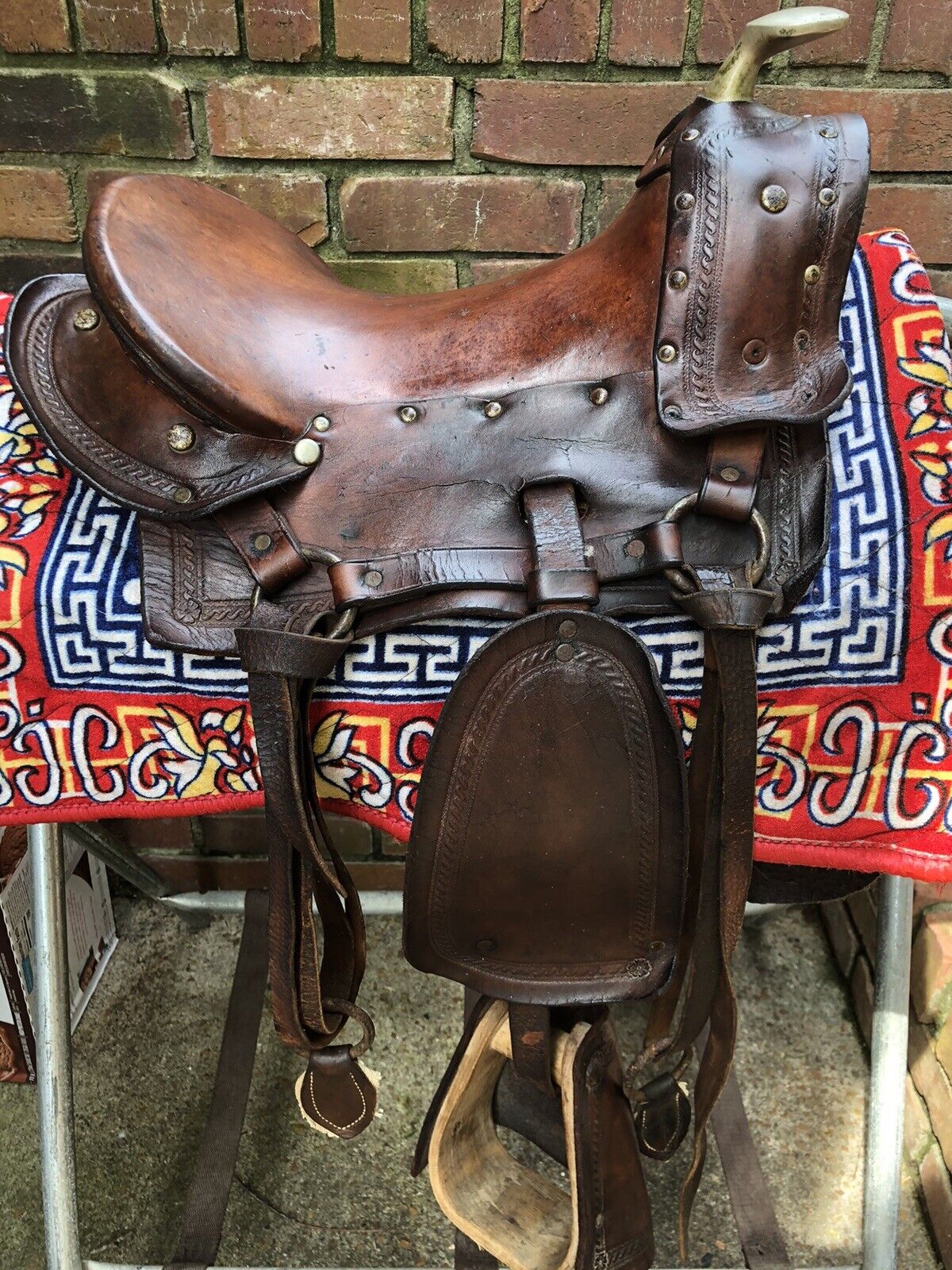 Antique / Vintage Childs Hope Pony Donkey Saddle Great Country Western Décor 11”