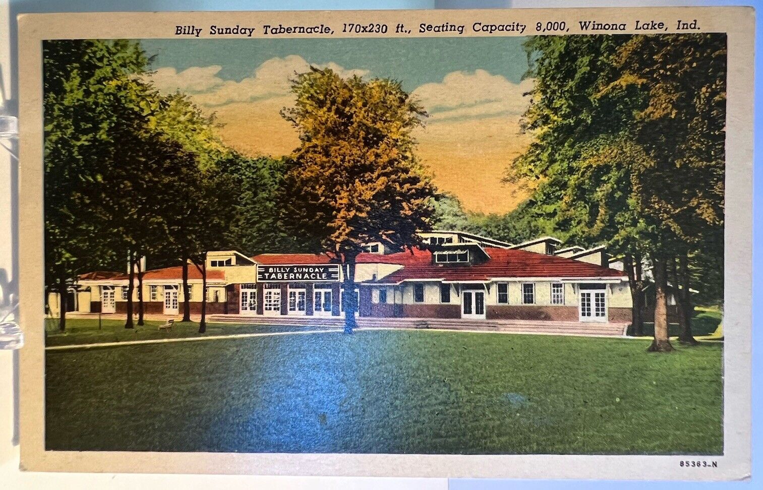 Vintage Postcard IN Winona Lake Billy Sunday Tabernacle c1951