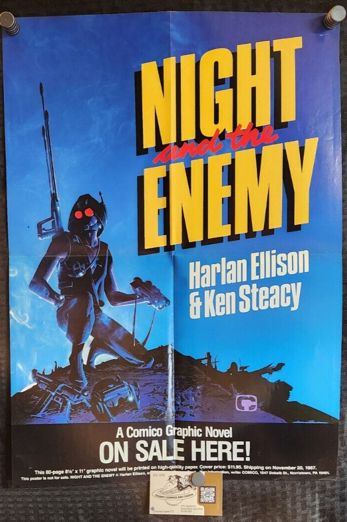 NIGHT AND THE ENEMY  PROMO POSTER  1987  15X22  HARLAN ELLISON  COMICO