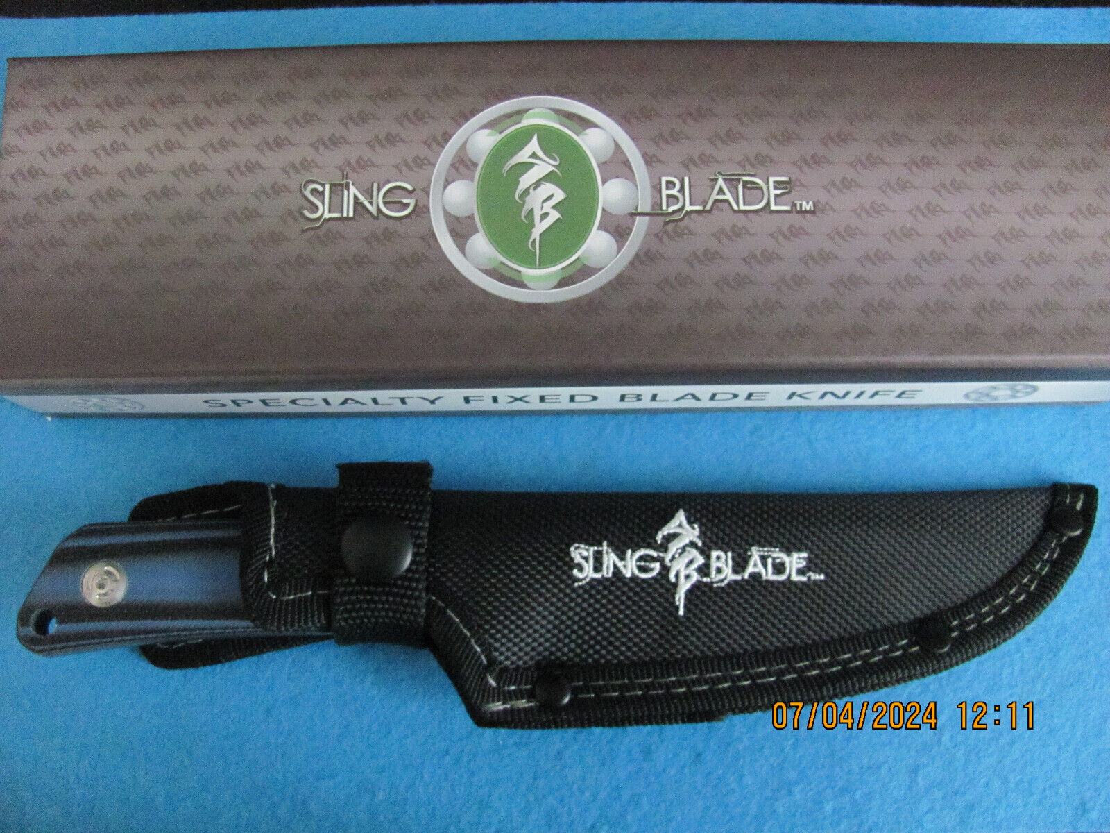 Sling Blade SBL-31BL/G10 9 inch Skinner Knife Blue/Black G10 Handle w Sheath