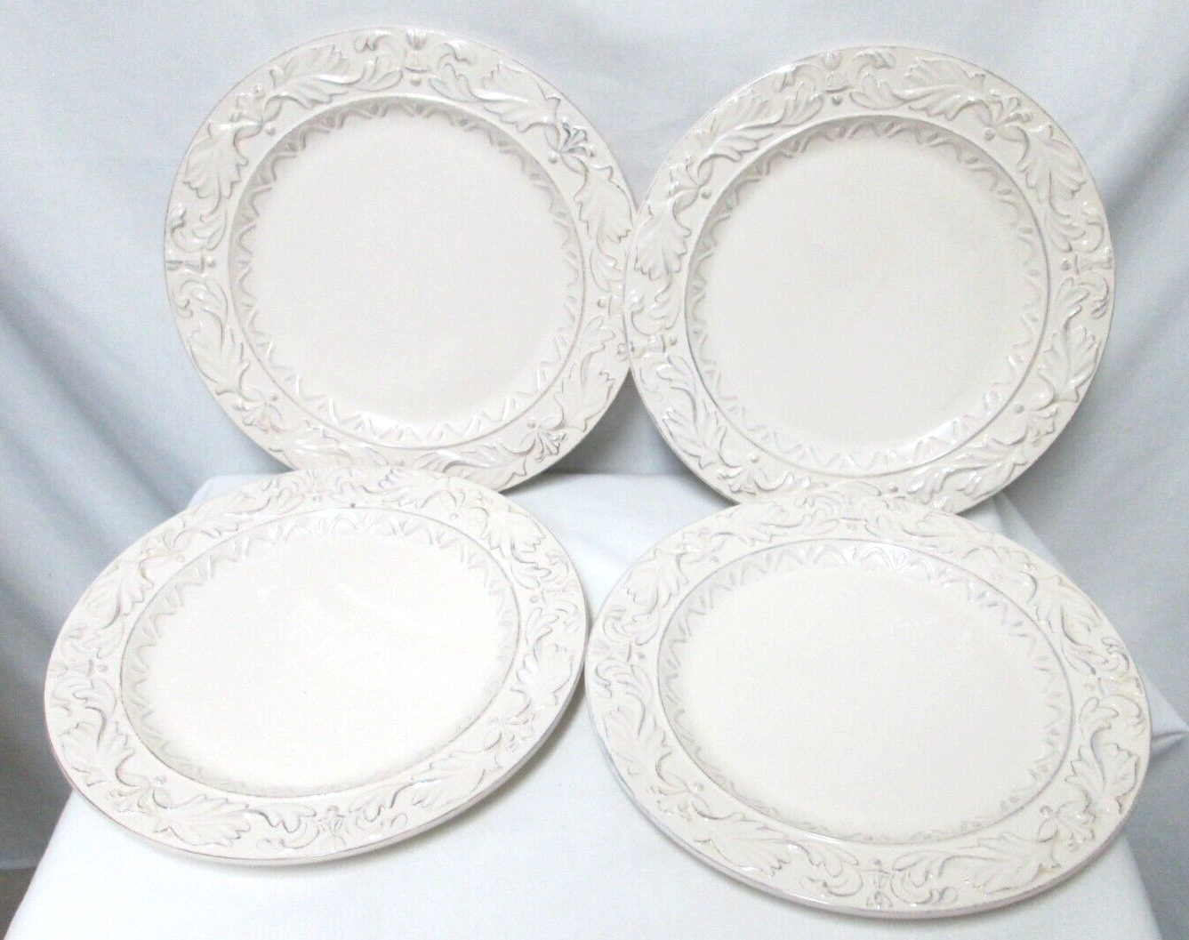 Certified International Firenze dinner plate set 4 cream dish micro Stoneware