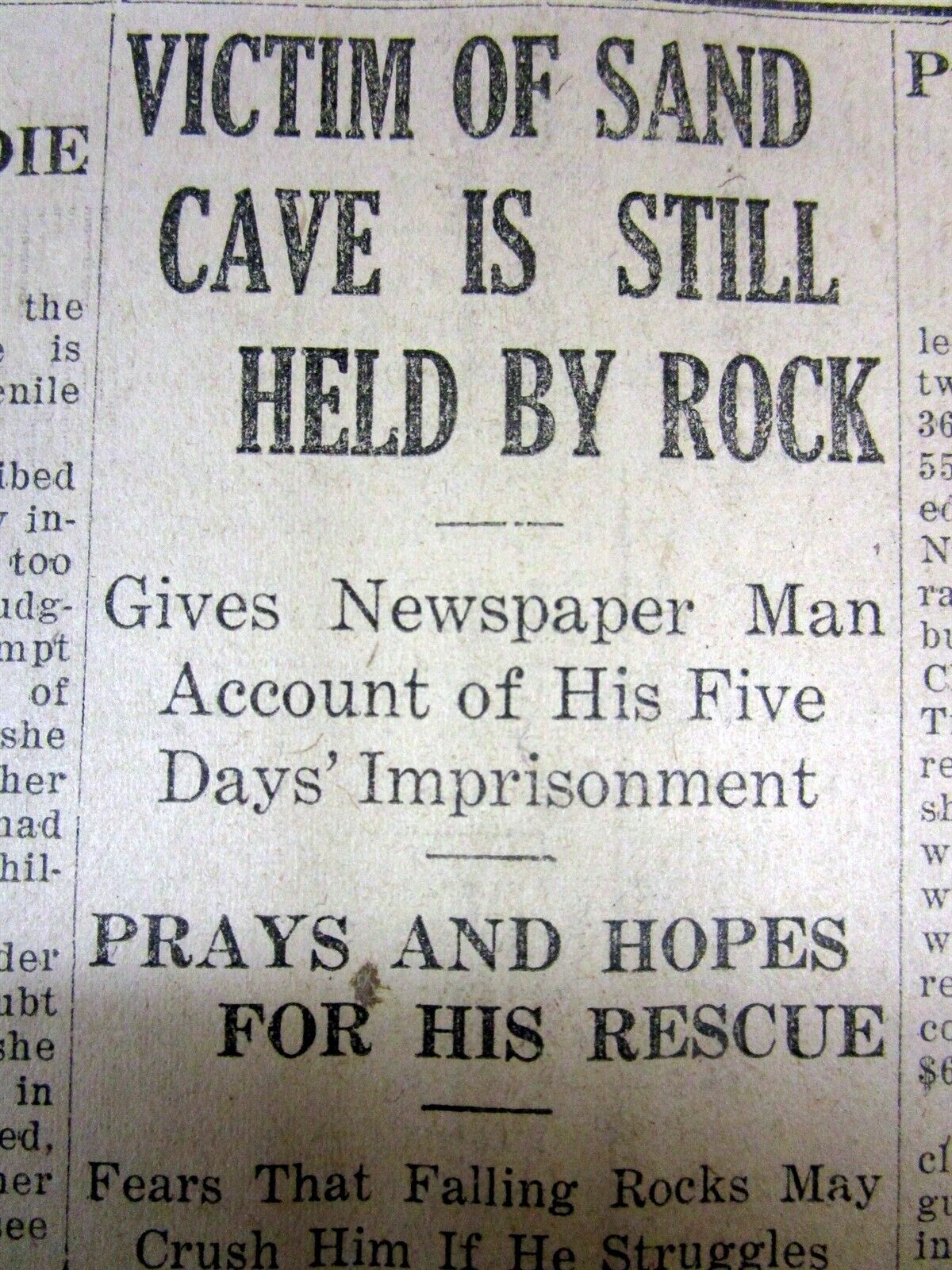 3 1925 newspapers Cave explorer FLOYD COLLINS TRAPPED in MAMMOTH CAVE Kentucky