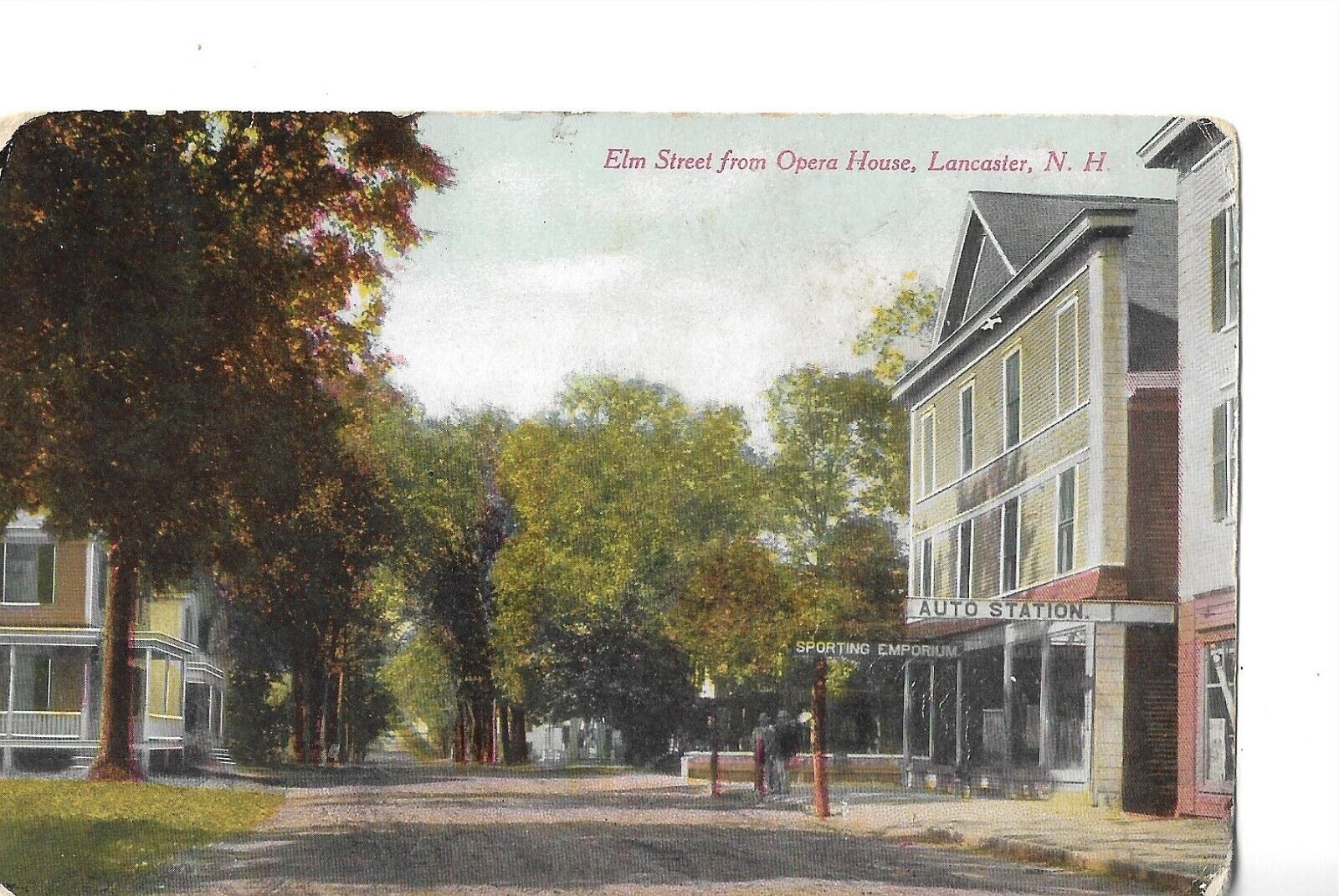 LANCASTER, NEW HAMPSHIRE, ELM STREET FROM OPERA HOUSE. EARLY 1900\'S.