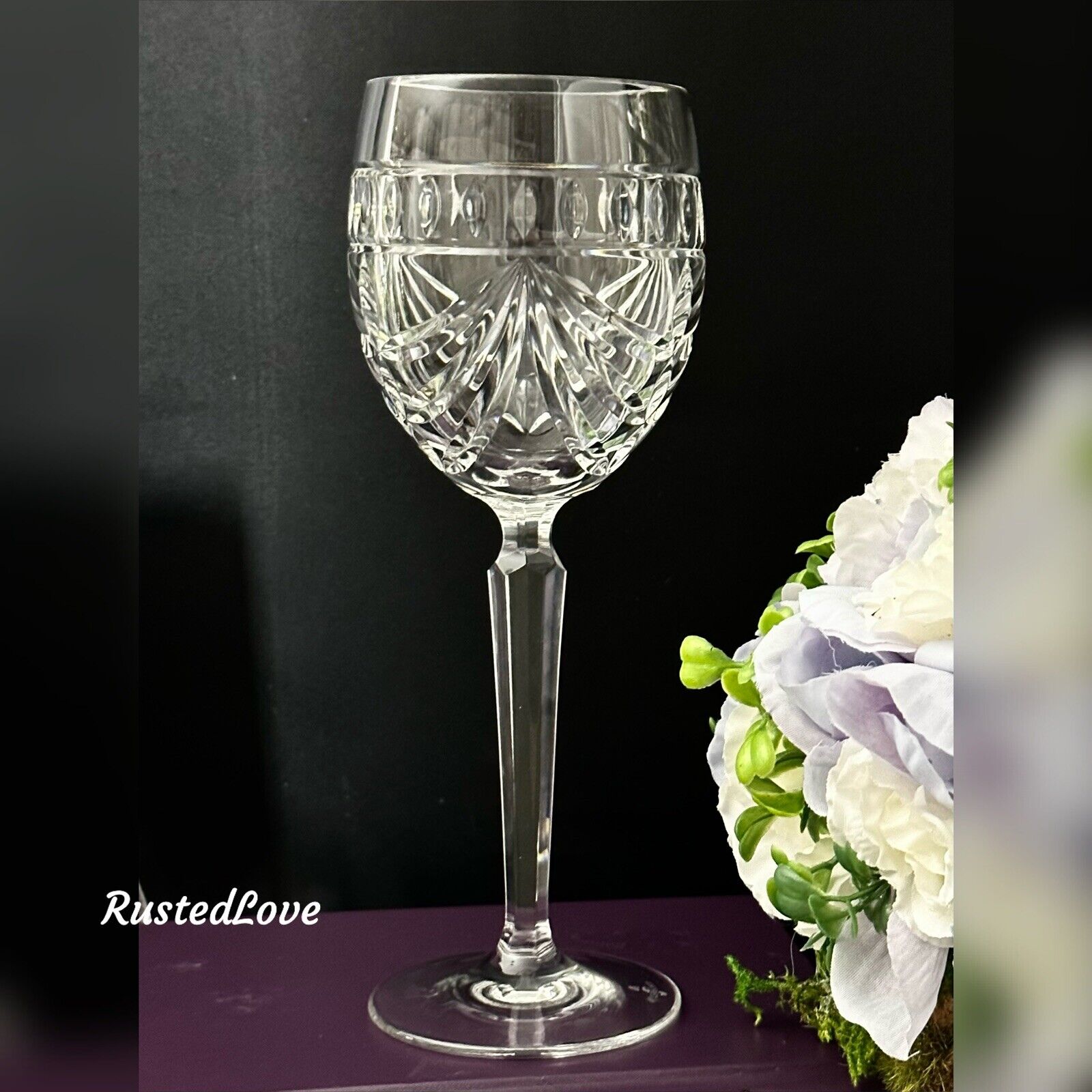 Waterford Crystal Overture Wine Glass Vintage Clear Cut Decor Blown Glass - 1 *