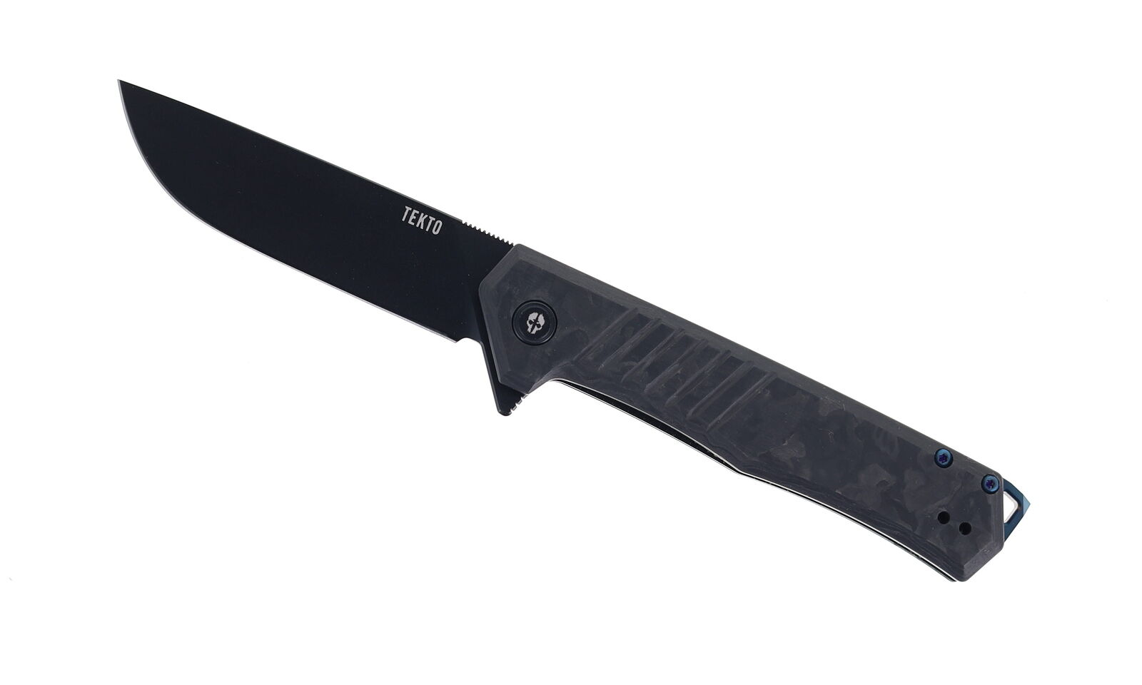 Tekto F1 Alpha Folding Knife Crushed Fiber/Blue Handle D2 Plain Black Blade