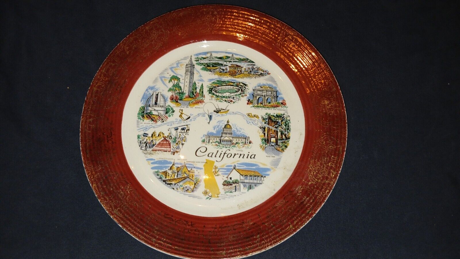 California glass souvenir plate