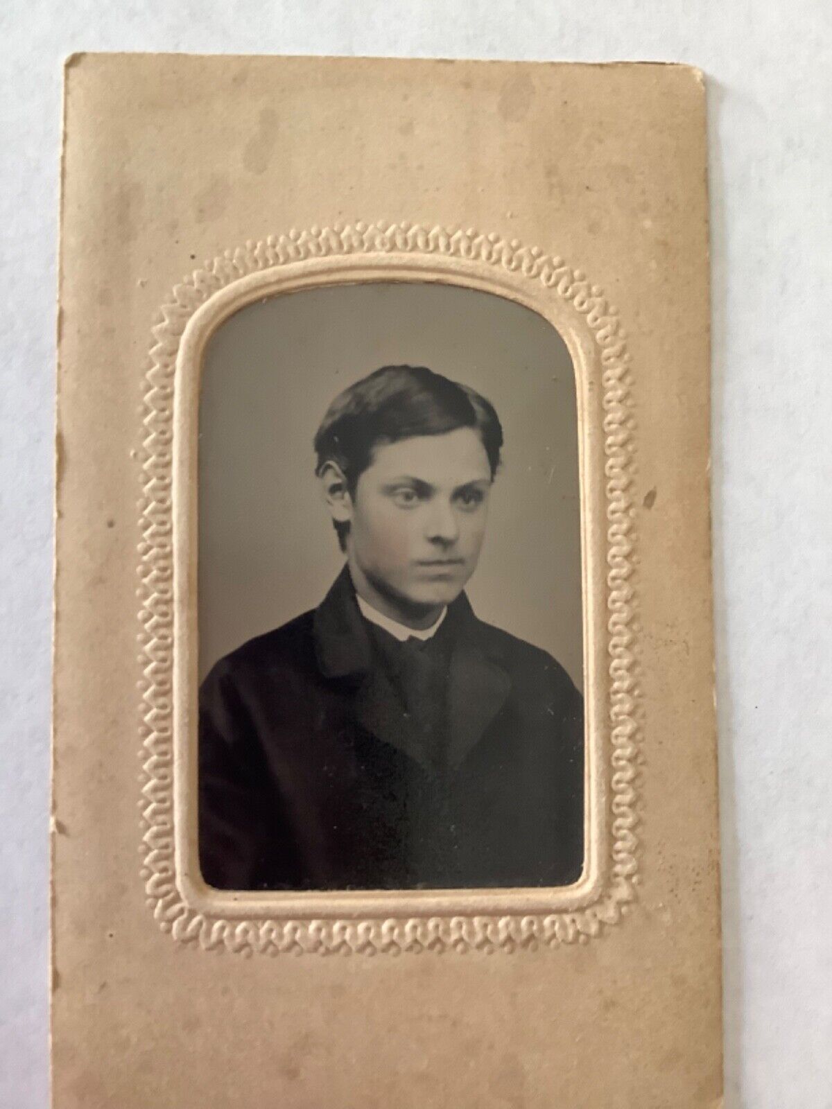 TINTYPE OF A VERY HANSOME YOUNG MAN