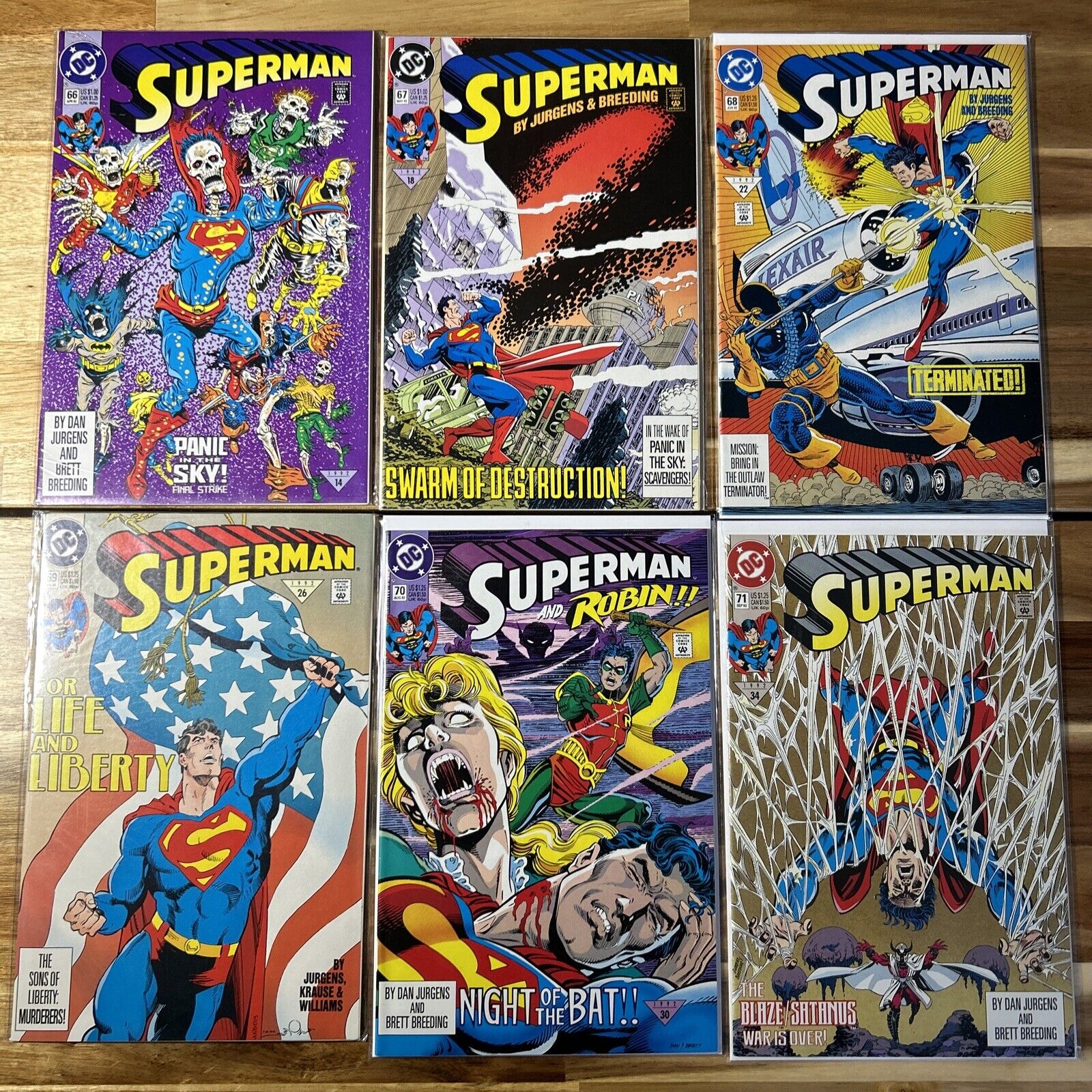 Superman Comics Lot 6 No. 66-71 VF/NM Bagged/Boarded 1992 Robin Blaze Satanus