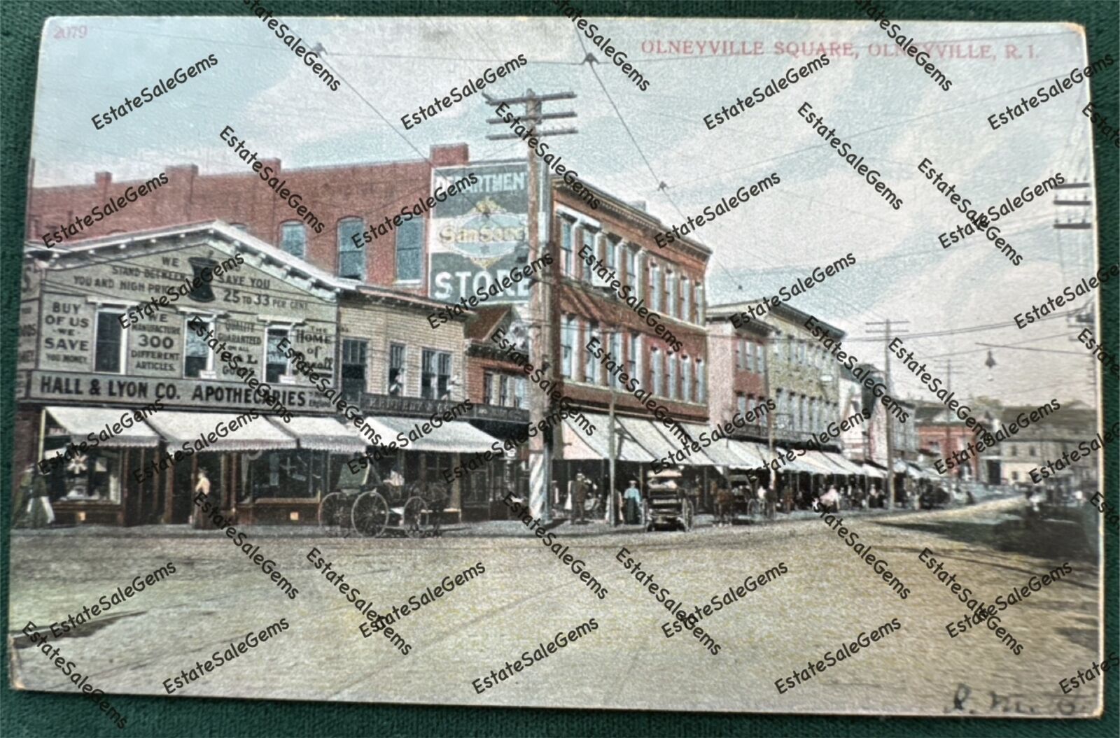 Antique Postcard 1909 OLNEYVILLE SQUARE OLNEYVILLE RI Providence Rhode Island