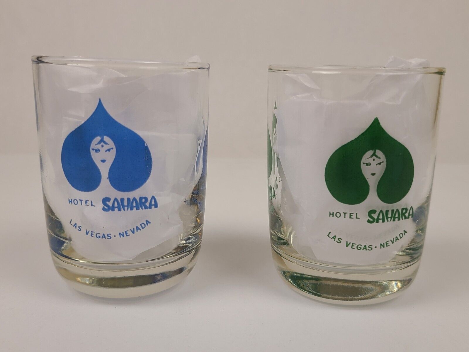 Vintage Hotel Sahara Las Vegas Nevada Cocktail Water Glasses Casino Glass Cups