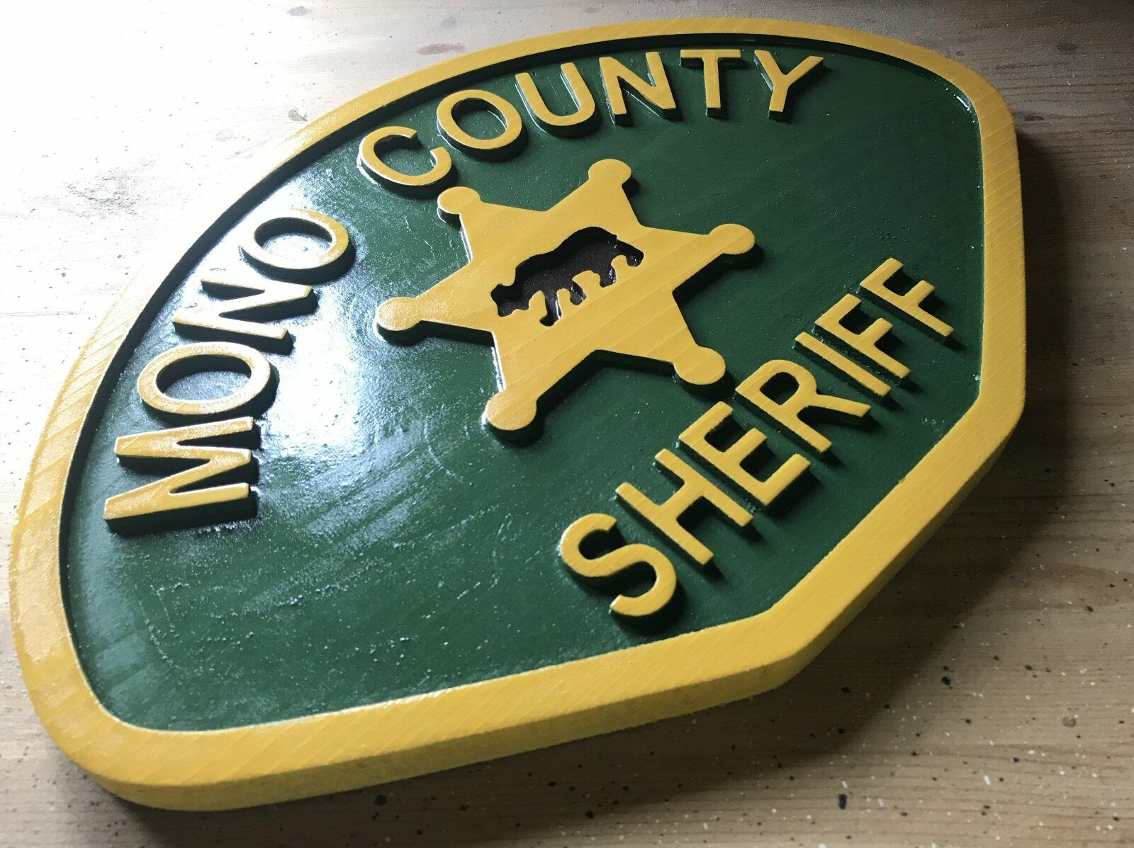 Police Mono County Sheriff 3D routed carved wood patch plaque Sign Custom  