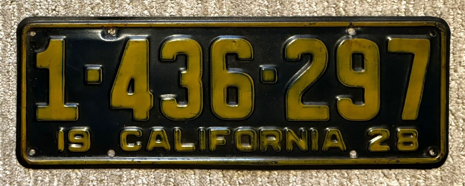 1928 California License Plate - Nice Original Paint