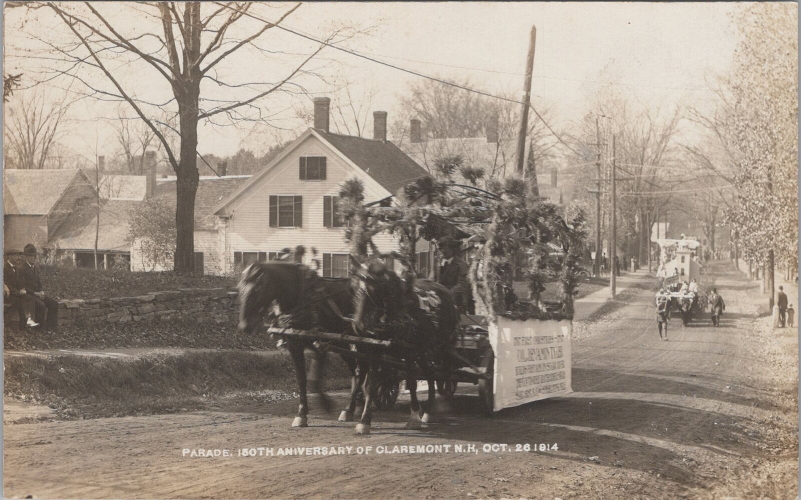 150th Anniversary Parade Claremont New Hampshire Oct 26 1914 RPPC Postcard