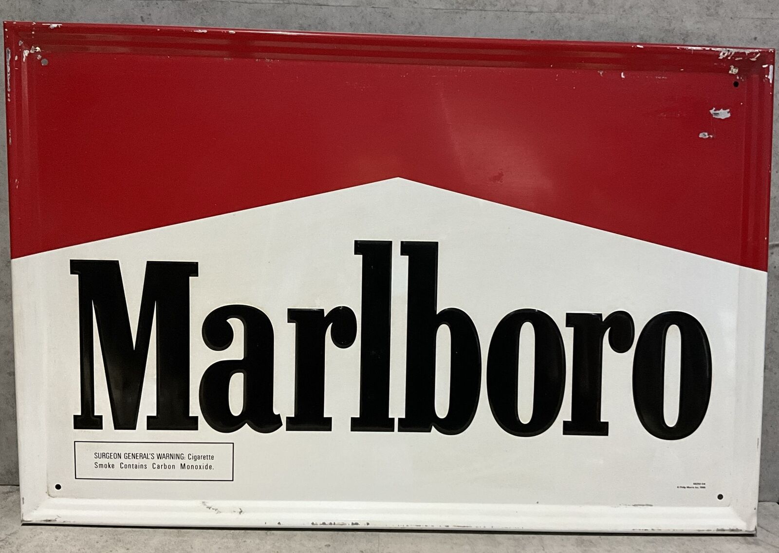 Vintage 1995 Tin Metal Marlboro Sign Philip Morris Inc 23.5” x 15.5”