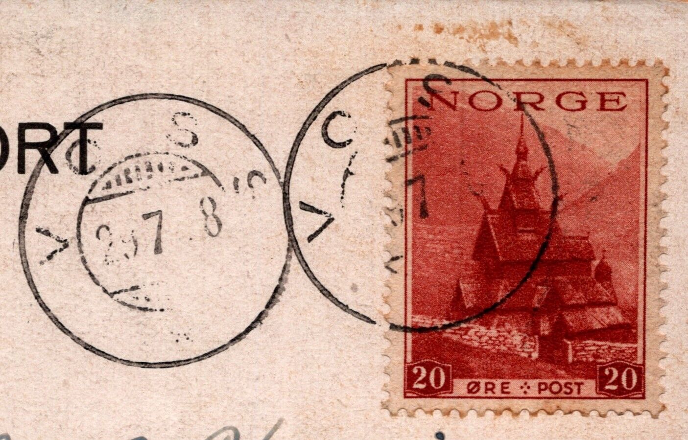 Posted in 1900s Norwegian RPPC Postcard + Norge 20 Ore Post Stamp