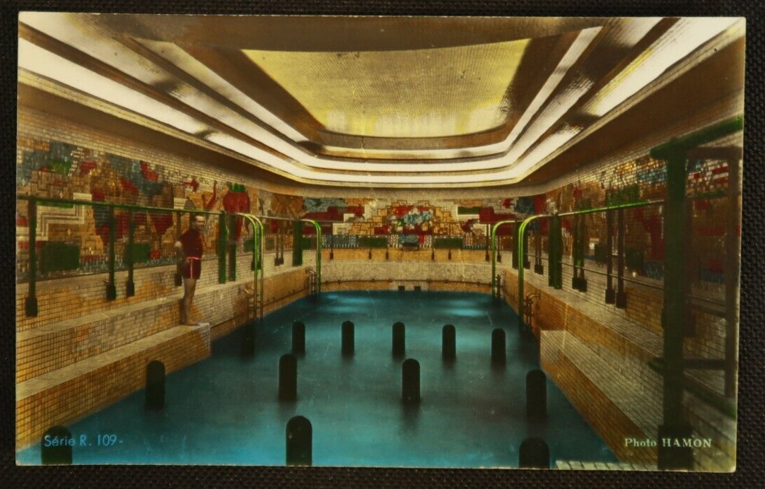 SS Normandie Postcard Steamship Normandy The Indoor Pool Series R. 109