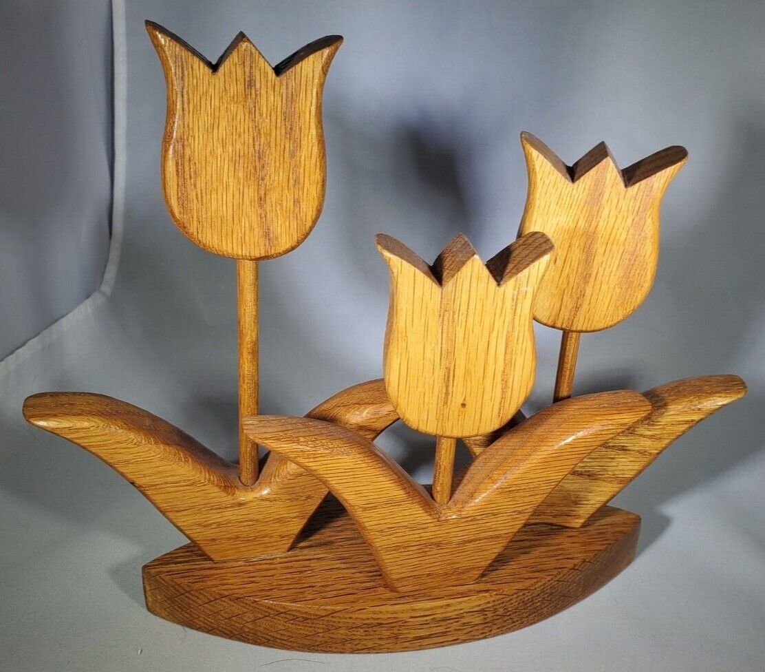 Vintage Handmade Wood Tulips 