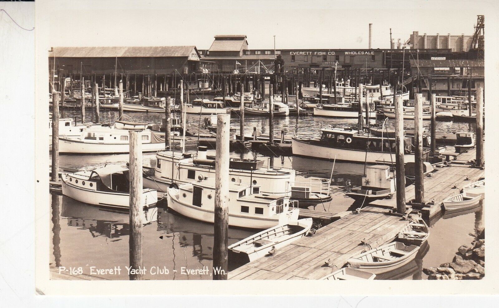 Everett Yacht Club Postcard  Everett Fish Co. Wholesale Rare  RPPC - Puget Sound