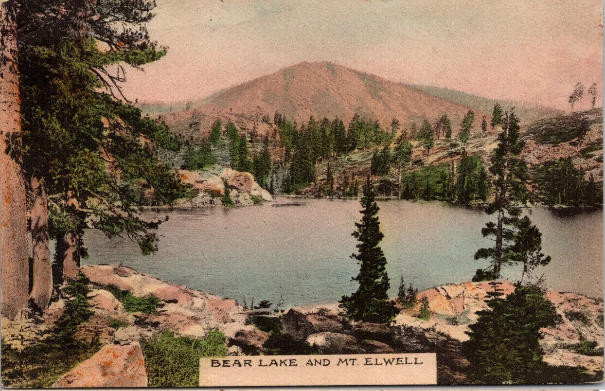 Postcard CA Bear Lake And Mt Elwell Big Bear California UNP