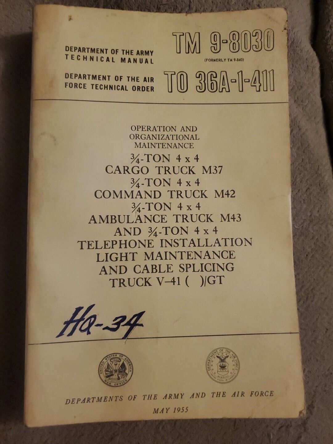 TM 9-8030 Dept Of The Army Technical Manual 3/4 Ton 4x4 Command Truck 1955 C