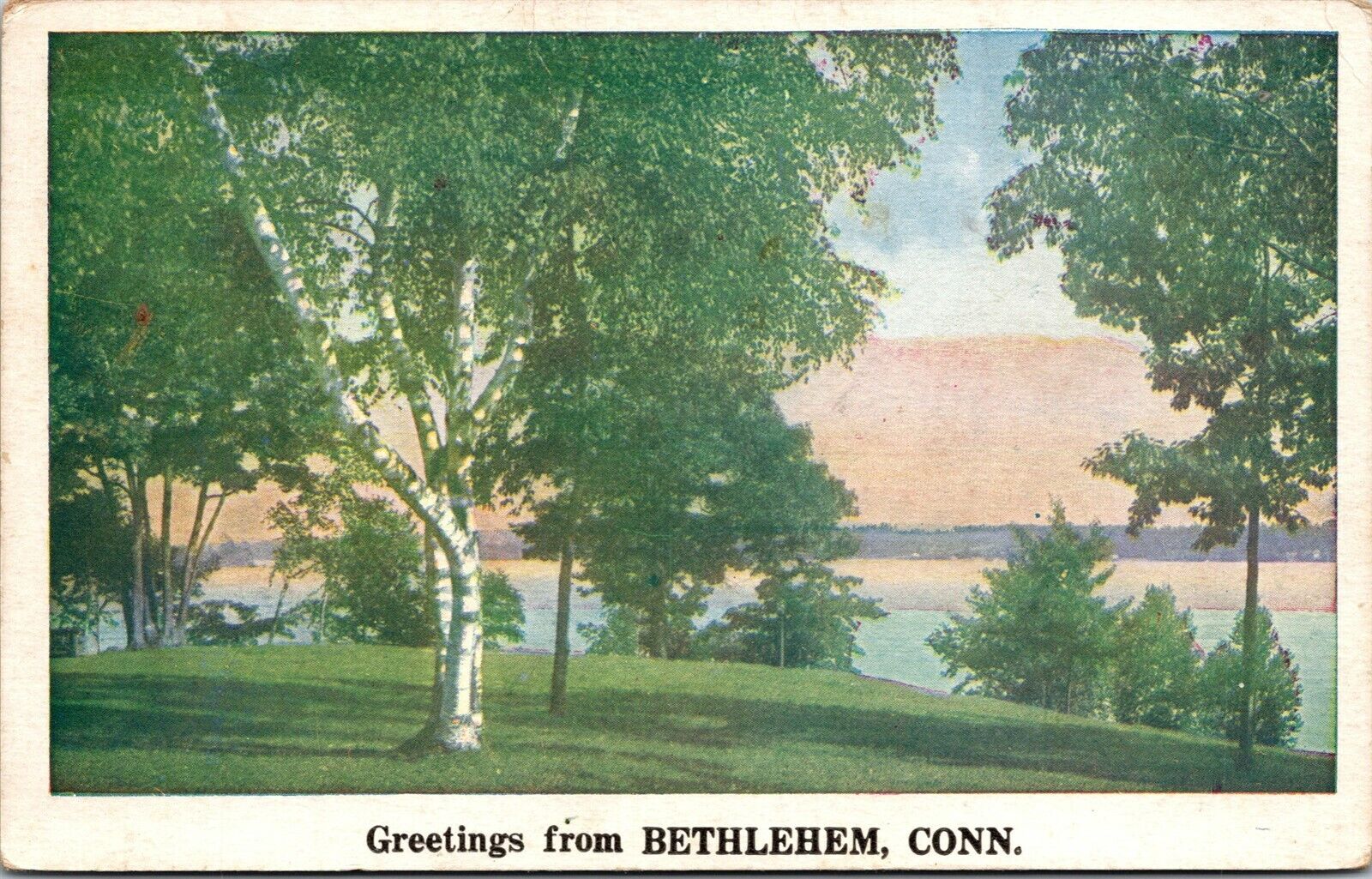 Vtg Scenic Greetings from Bethlehem Connecticut CT Lake Scene 1920s Postcard