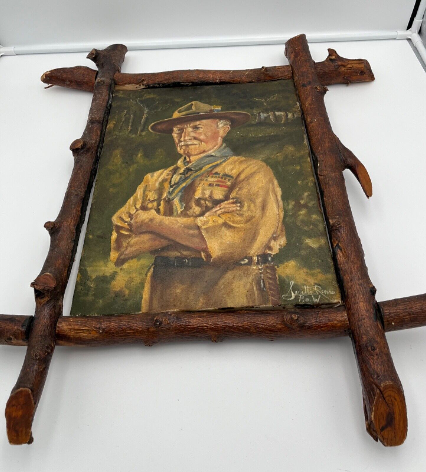 Original Baden Powell oil Boy Scout signed on sale now.