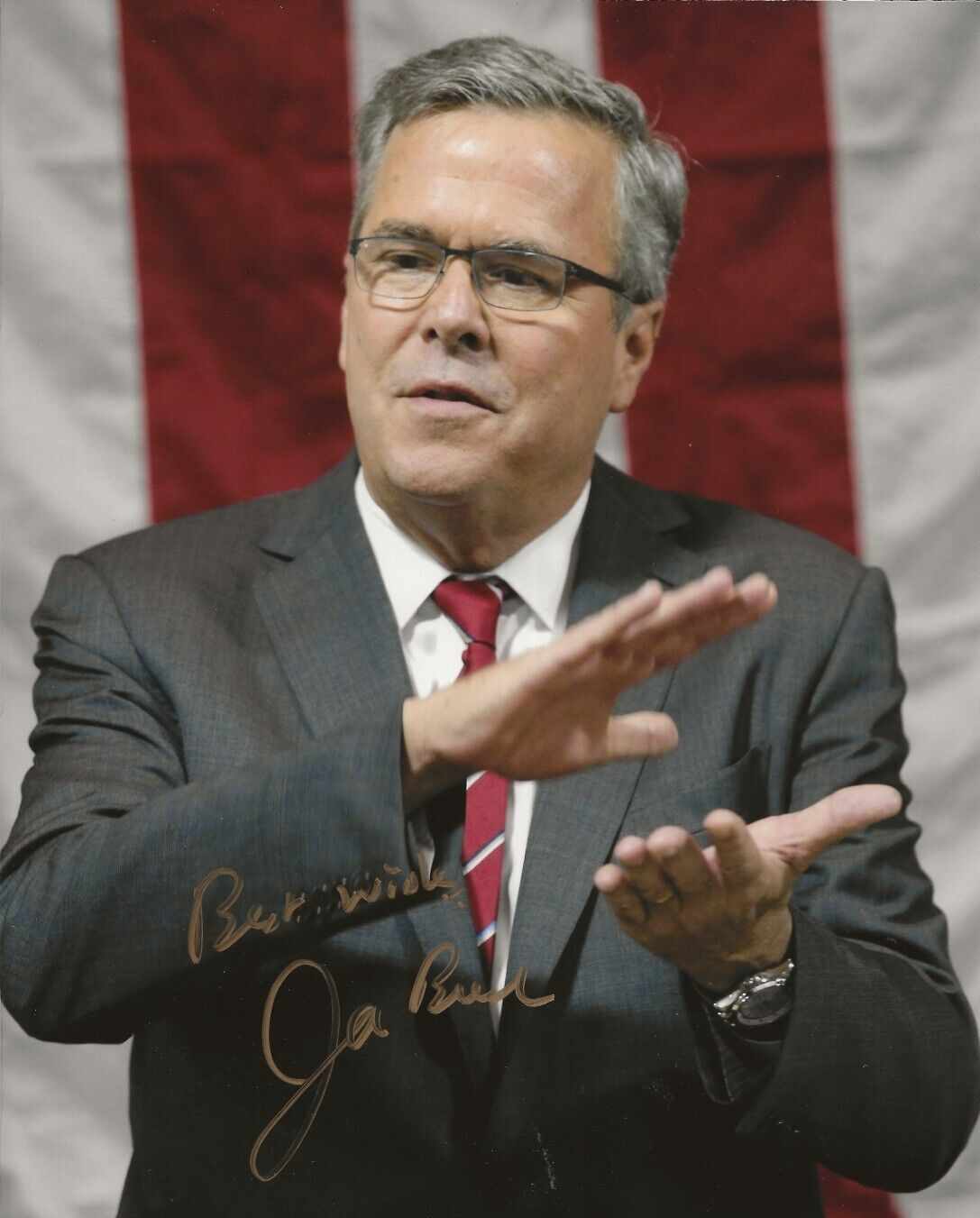 Jeb Bush REAL Hand SIGNED Photo #3 COA Republican GOP Governor Florida