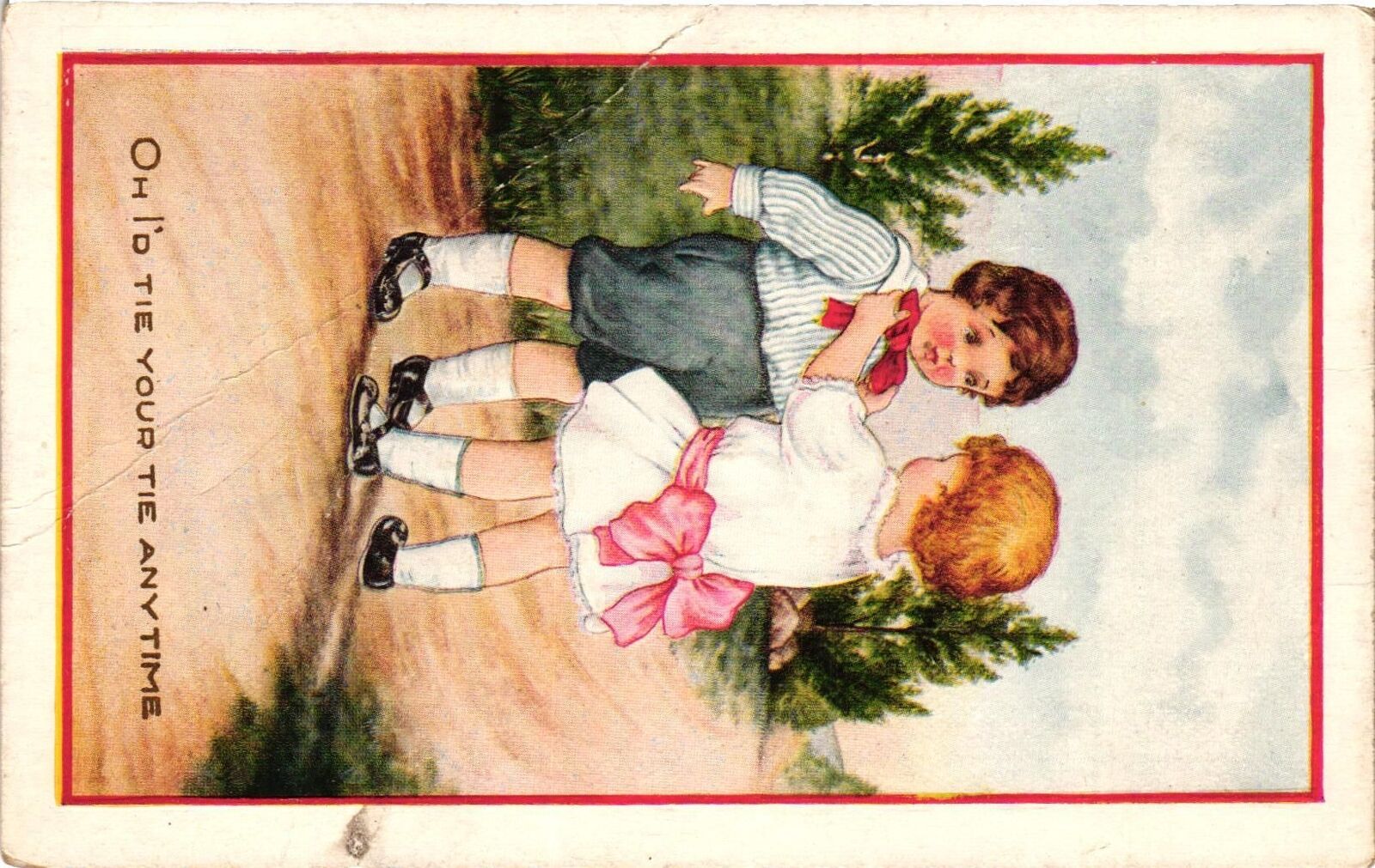 VTG EMBOSSED Postcard- Greeting, Oh I\'d tie your tie anytime 1910 UnPost