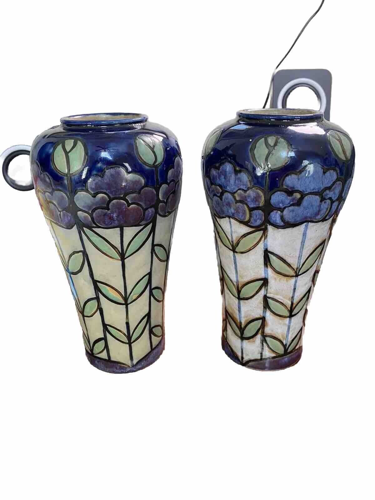 Gorgeous Pair Of Antique Royal Doulton “New Style” Vases