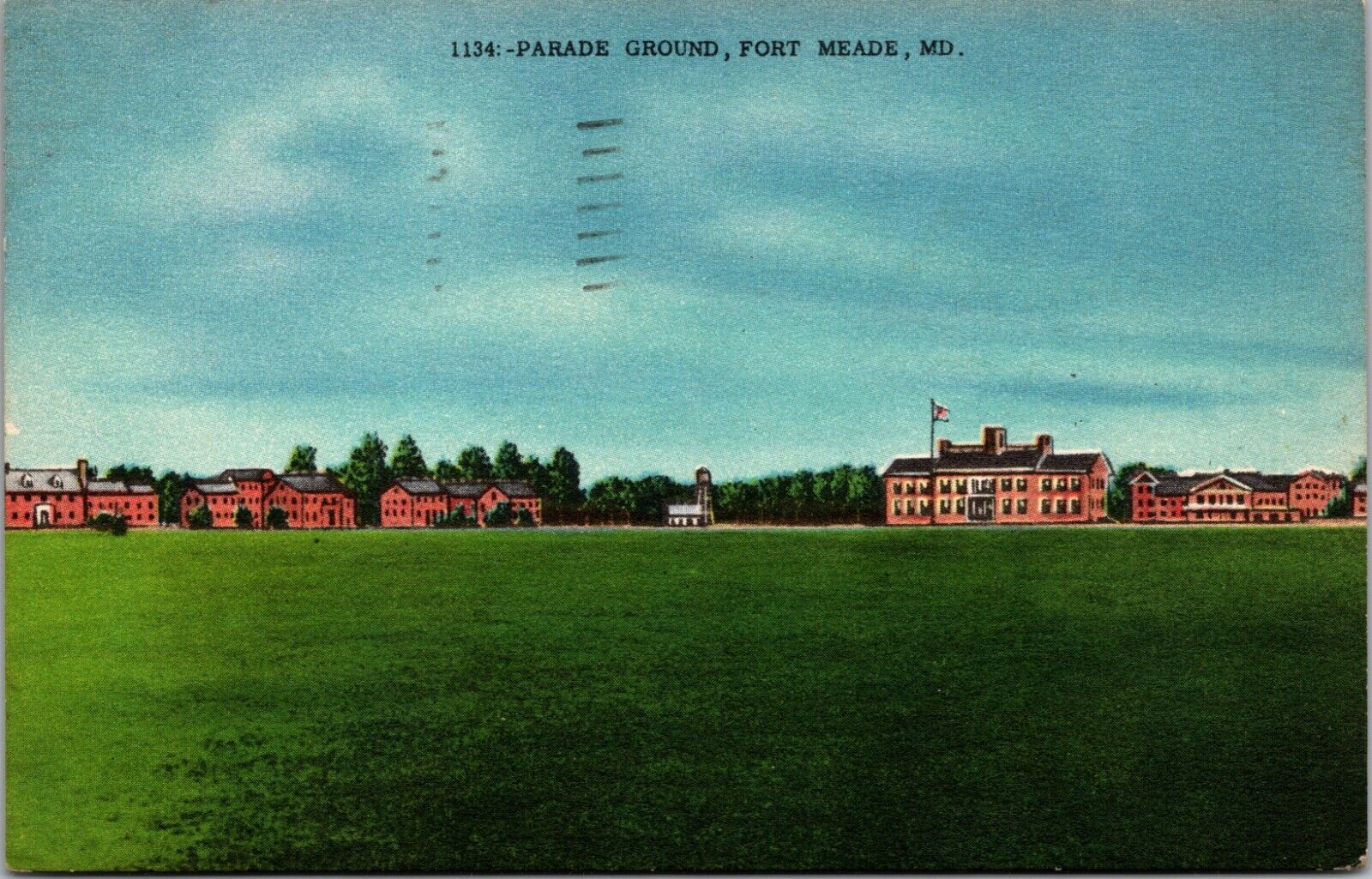 Post Card MD 1134 Parade Ground, Forte Meade MD VTG Linen 1951