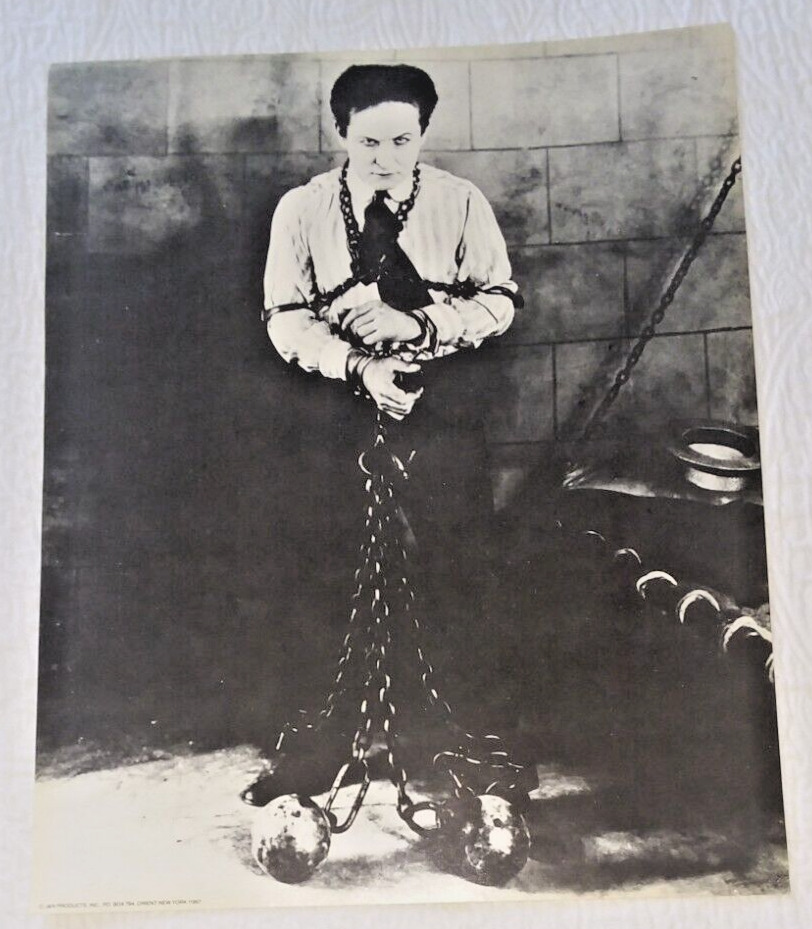 Houdini poster Escape Artist covered in chains issued by J&N Products (New York)
