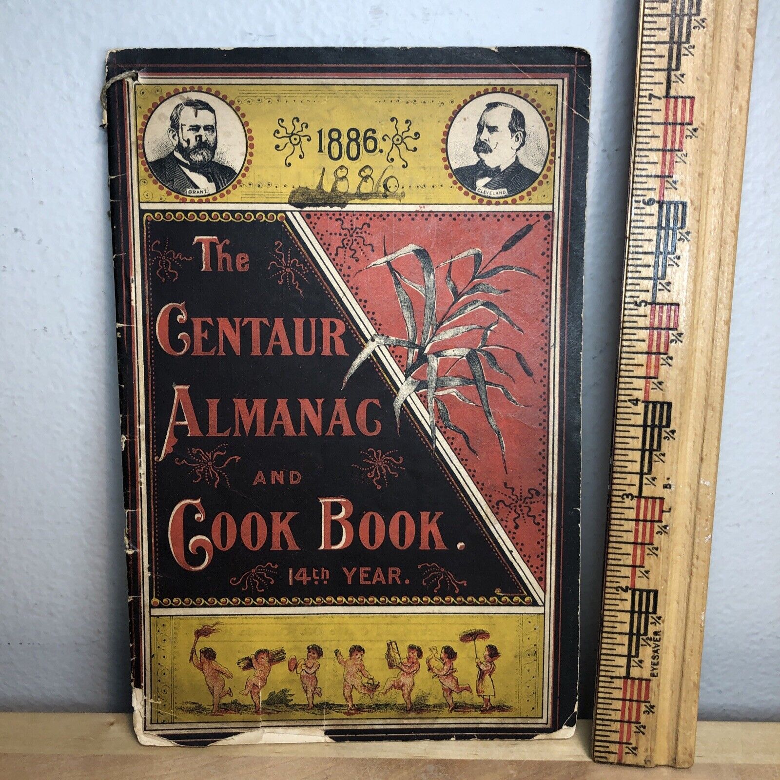 THE CENTAUR ALMANAC AND COOK BOOK. 14TH YEAR, PB, 1886, antique, staple binding