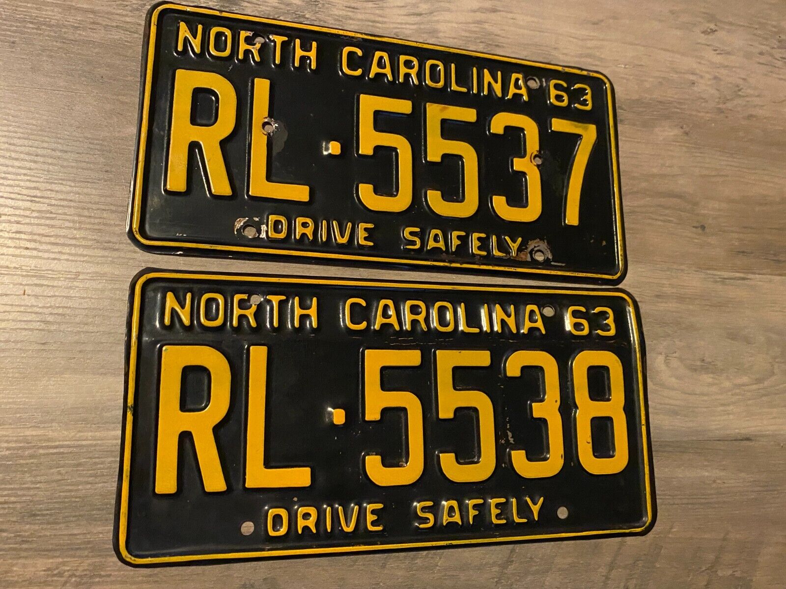 Lot of 2 North Carolina Licenses License Plate 1963 Consecutive Numbers