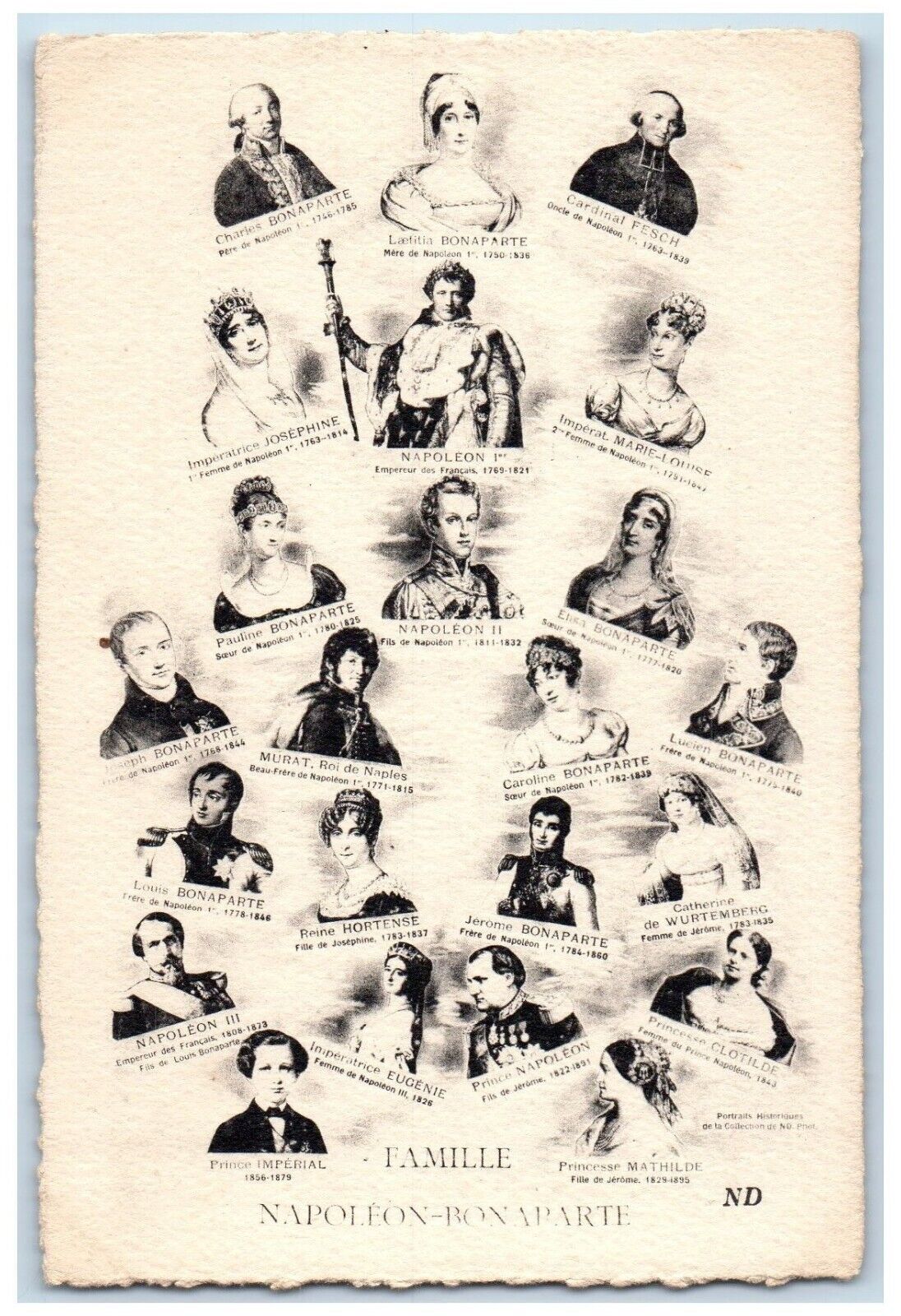 Family Postcard Napoleon Bonaparte Royalty France c1930's Unposted Antique