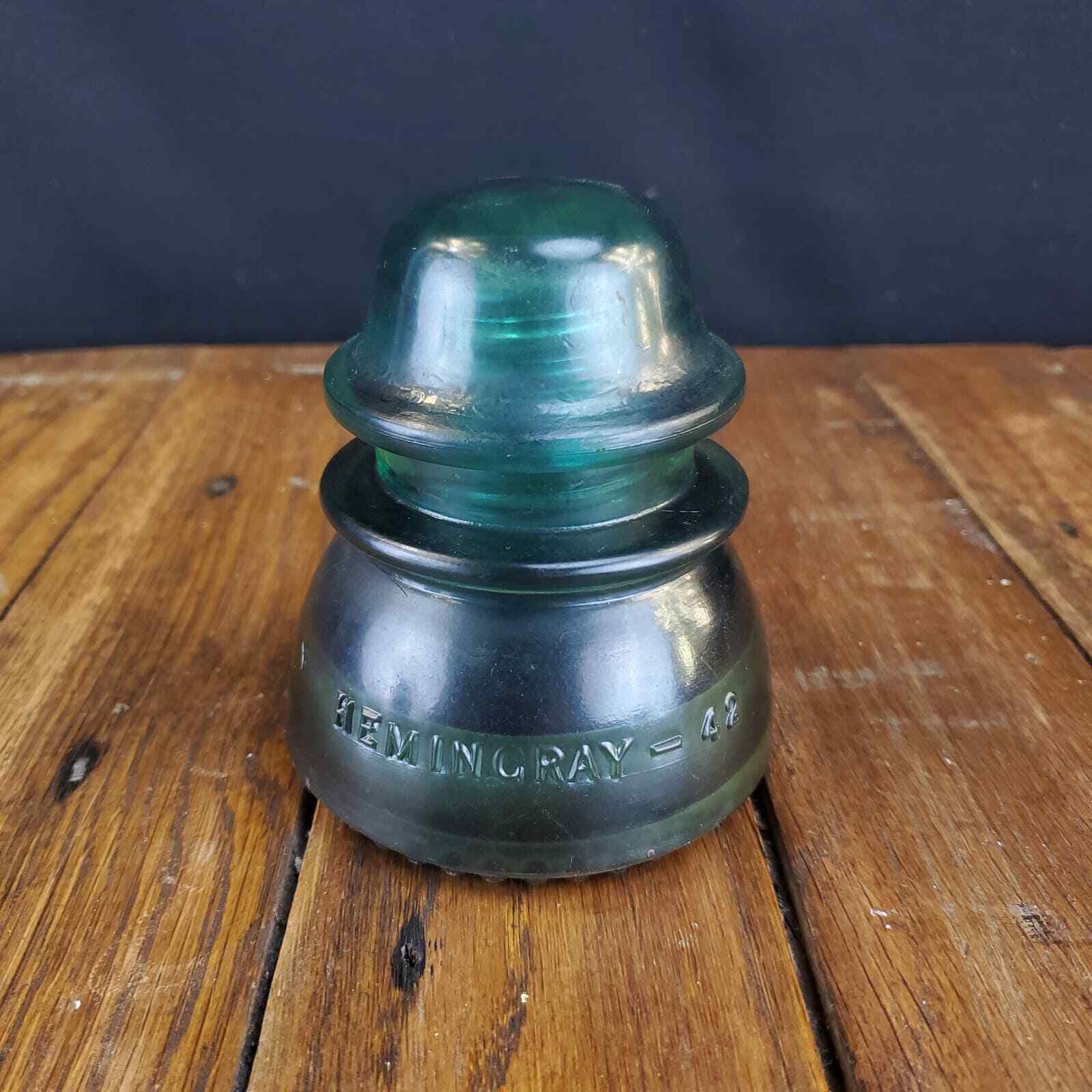 Hemingray No 42 Threaded Glass Insulator Vintage Antique Aqua Blue Green