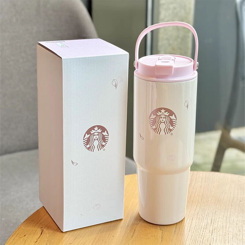Starbucks China 2024 Spring Sakura Pink 27oz SS Double Drink Straw Cup Tumbler