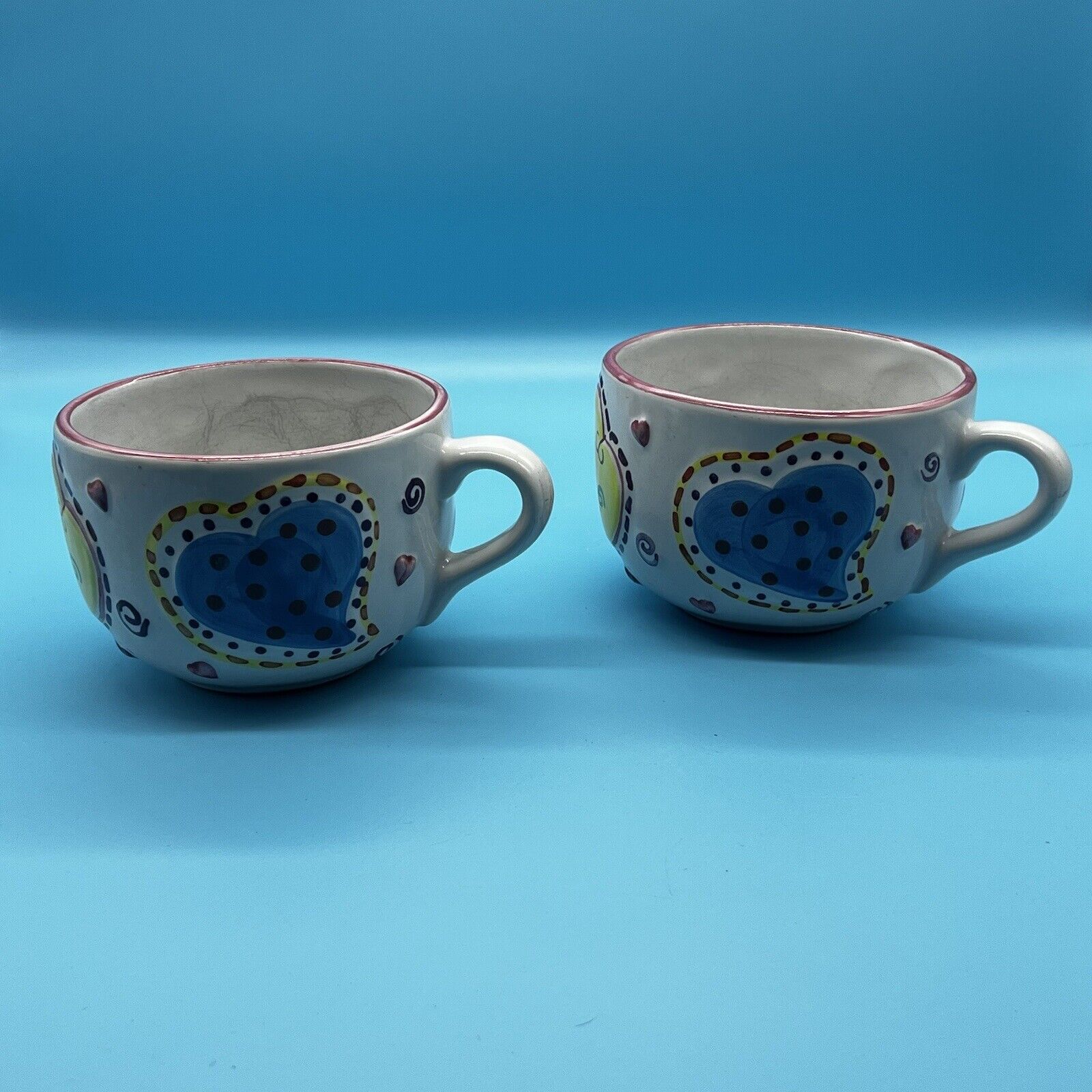 Vintage BETALLIC LLC INC 3D Hearts Ceramic Beverage Mug 