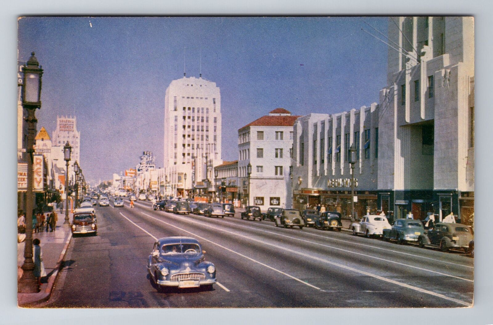Los Angeles CA-California, Miracle Mile Wilshire Blvd, Antique Vintage Postcard