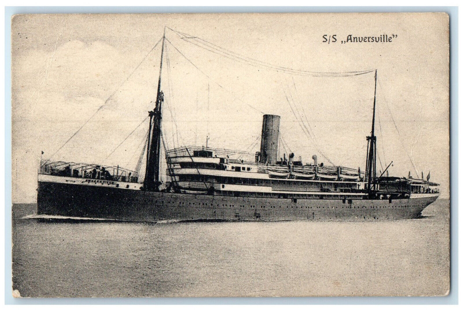 c1910 S/S Anversville Steamer Sailing Scene Antique Unposted Postcard