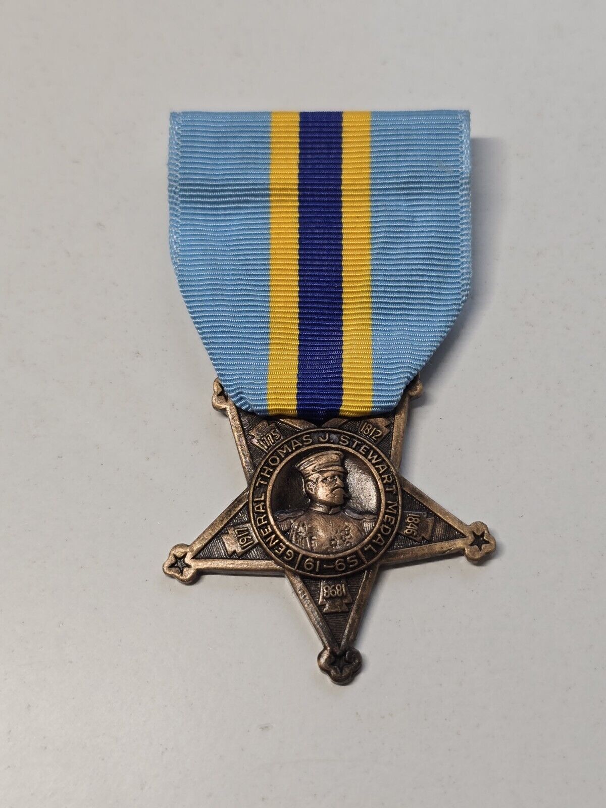 Vintage Thomas J Stewart Medal - 100% Drill Attendance Military Star Ribbon