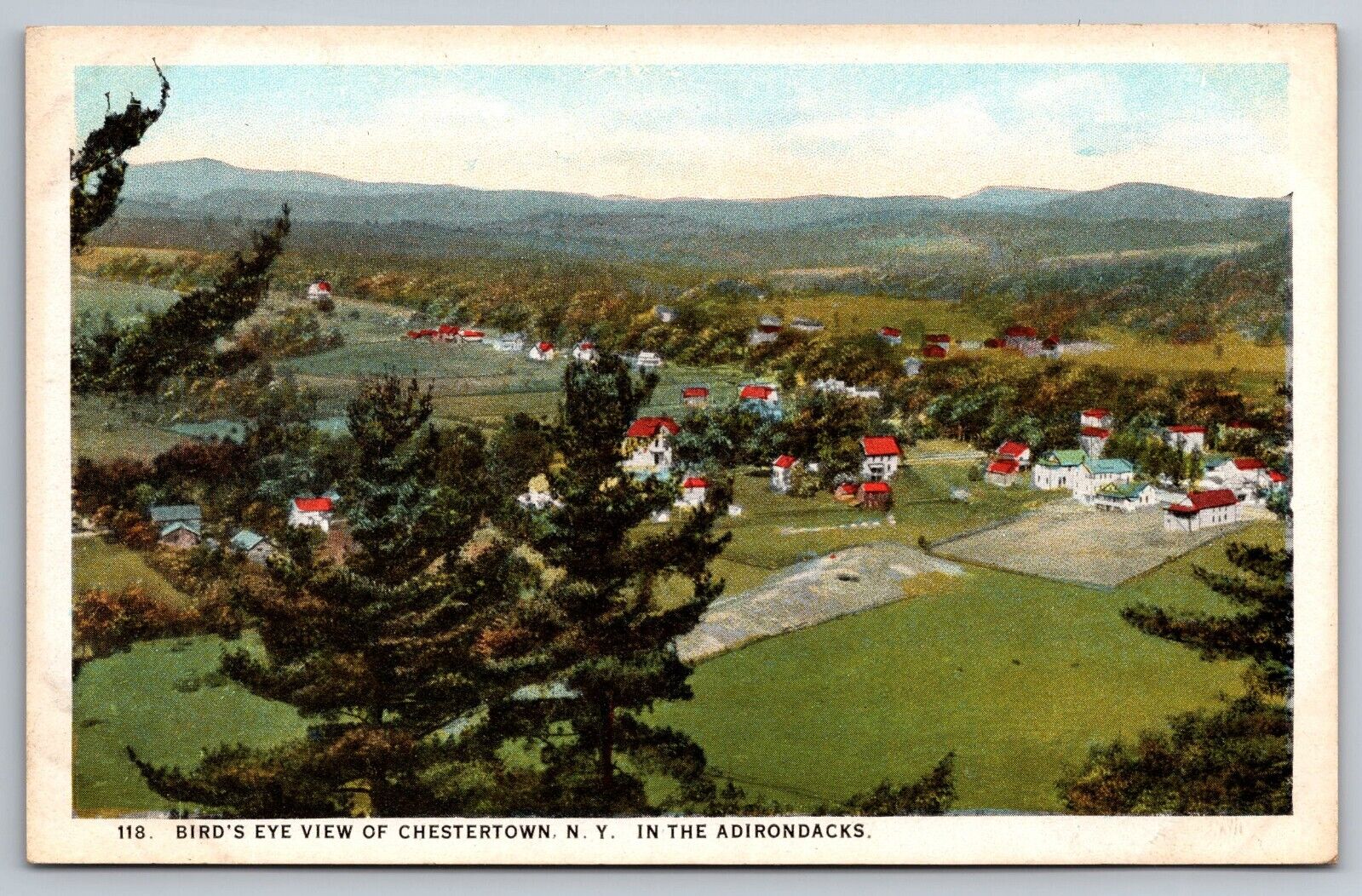 Chestertown New York Postcard. Bird\'s Eye View.