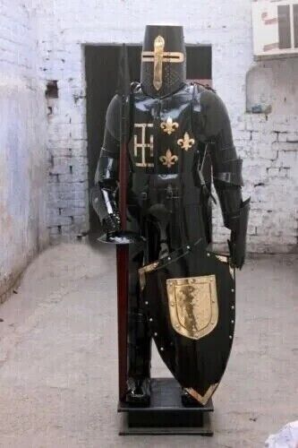 Medieval Combat Full Body Armour Medieval Knight Suit Adult Decorative Black