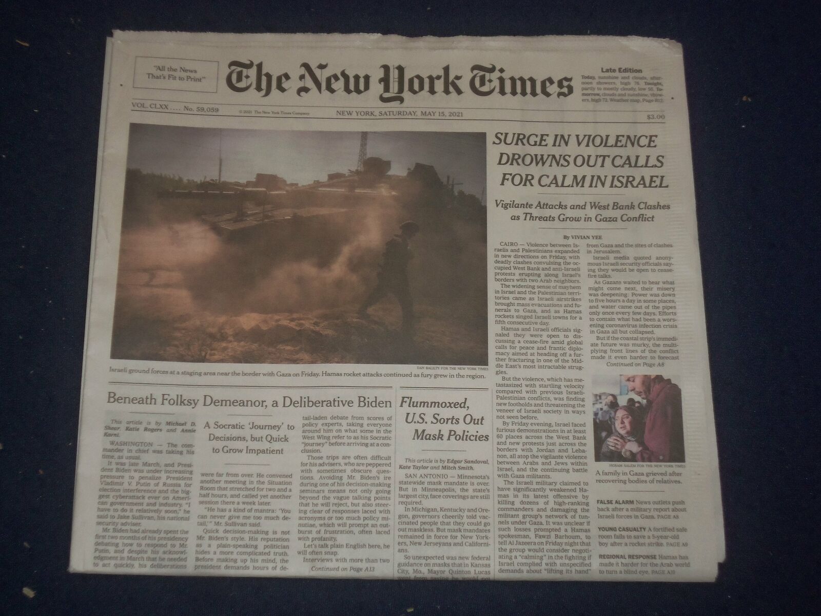 2021 MAY 15 NEW YORK TIMES-SURGE IN VIOLENCE DROWNS OUT CALLS FOR CALM IN ISRAEL