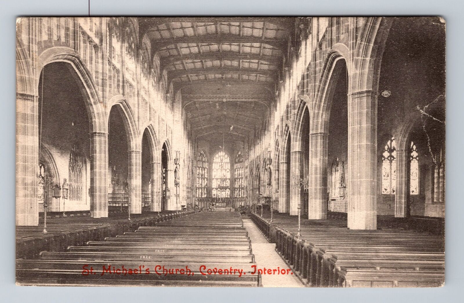 Coventry England, St. Michael\'s Church Interior, Altar, Vintage c1942 Postcard