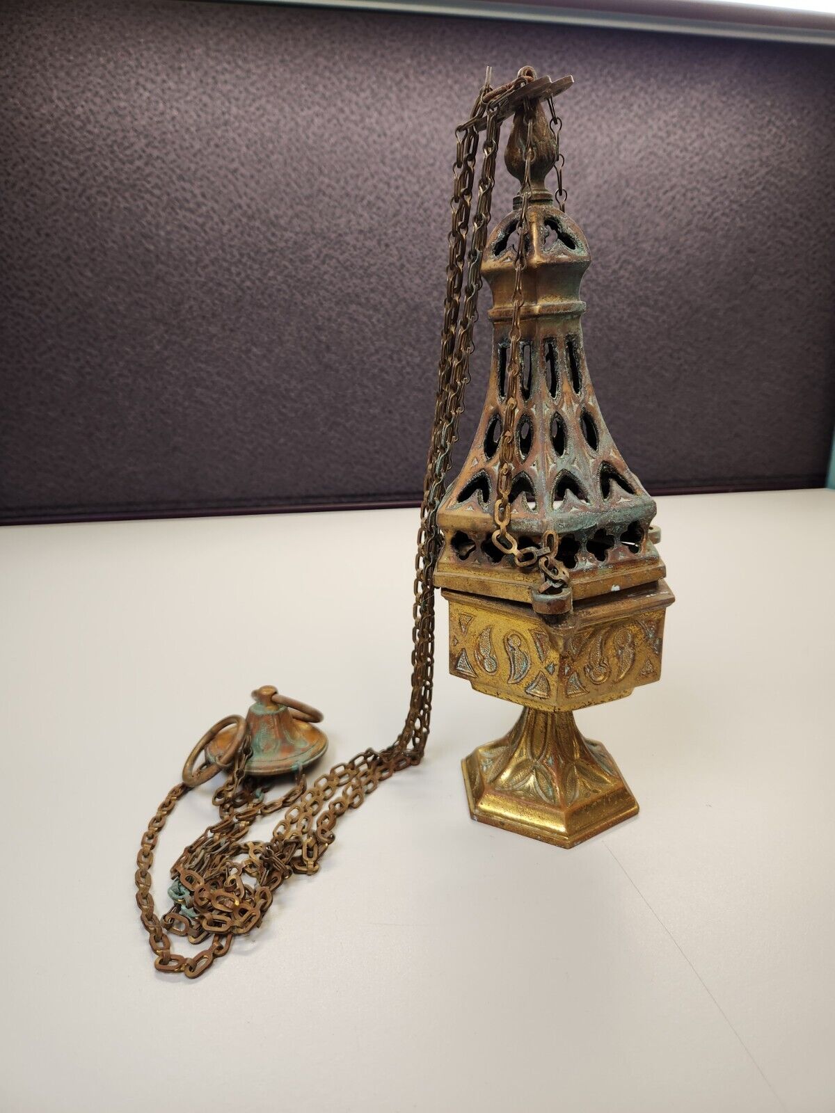 Vintage Gothic Triple Chain Censer, Thurible (SBL25) chalice co. 