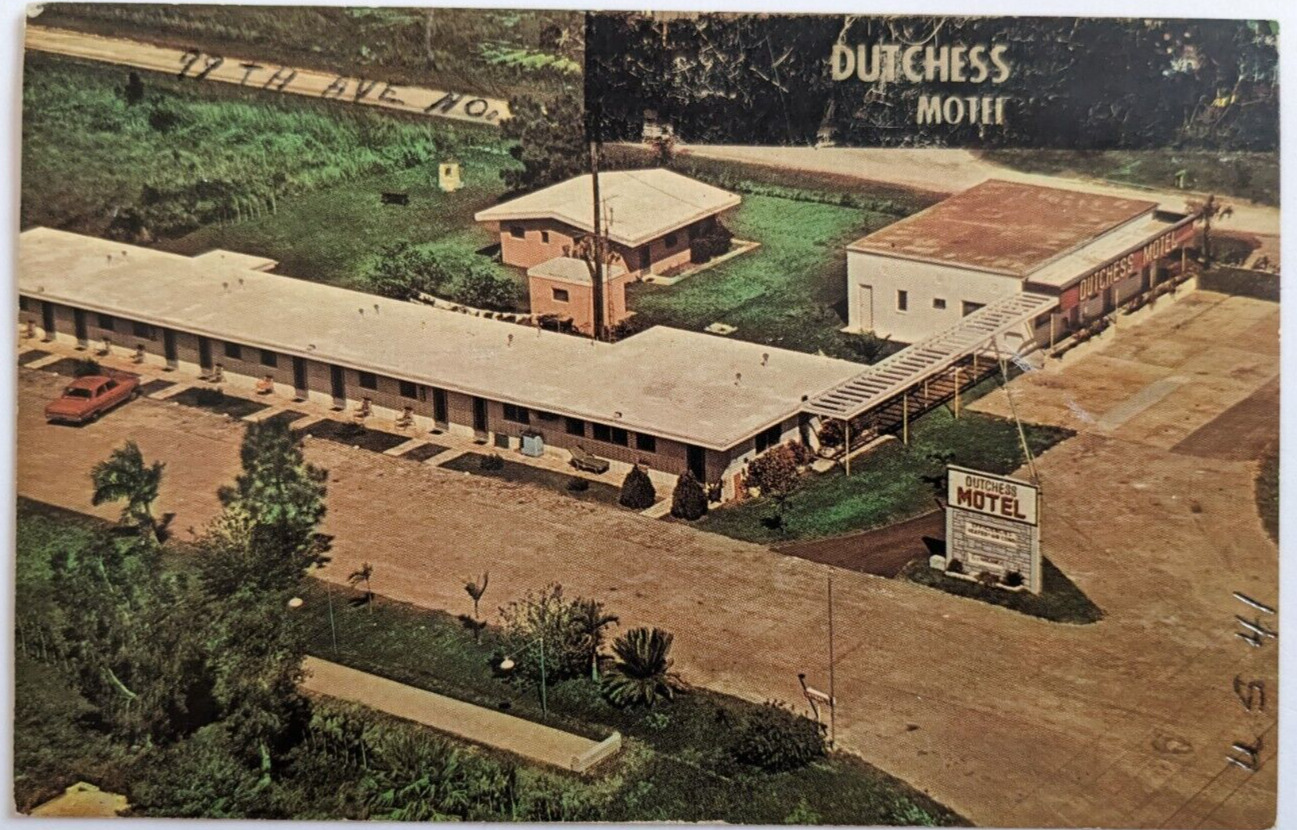 Dutchess Motel Naples Florida US Route 2 Aerial View Vintage Chrome Postcard B5