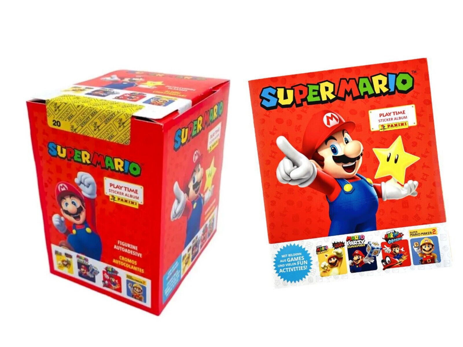 2023 Panini Super Mario Play Time Stickers Sealed Box 36 Packs & Album (German)