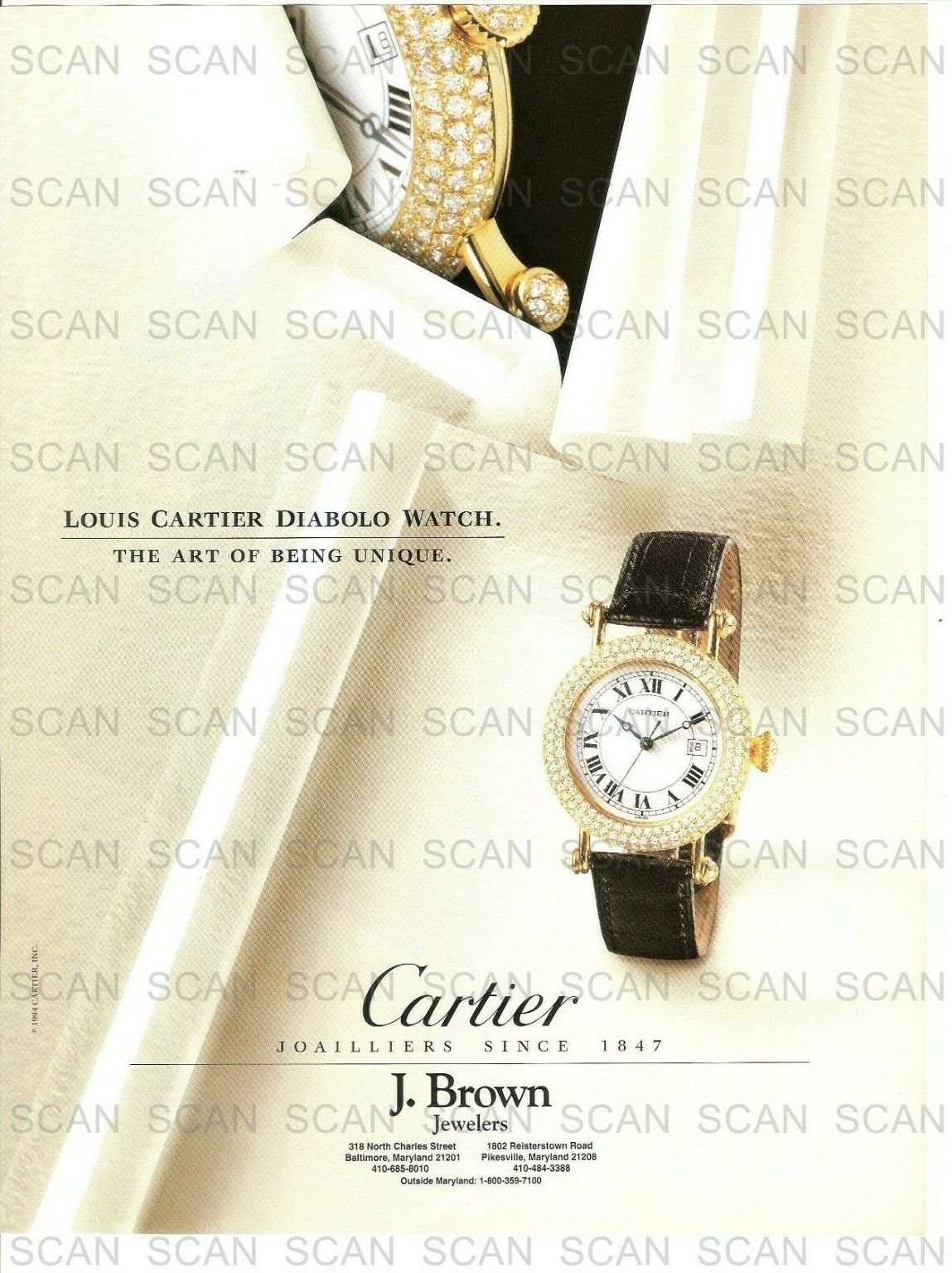 1994 Cartier Vintage Magazine Ad    Louis Cartier Diablo Watch
